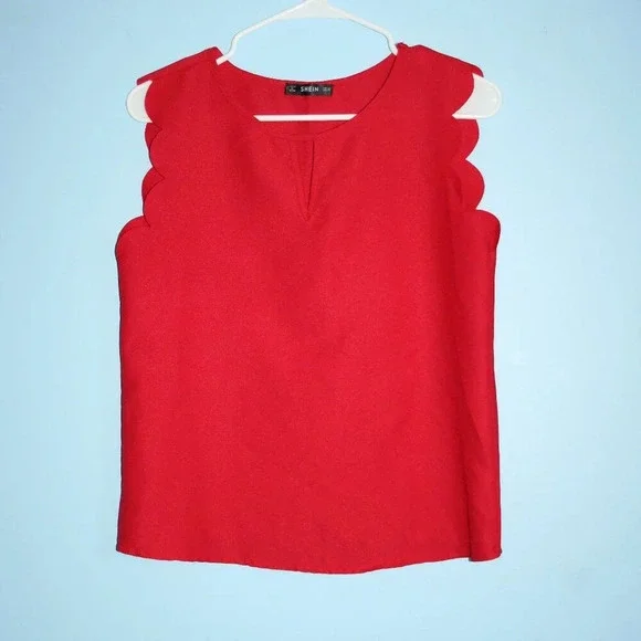 SHEIN Red High Neck Key-Hole Neckline Flutter Sleeves XS - Picture 1 of 13